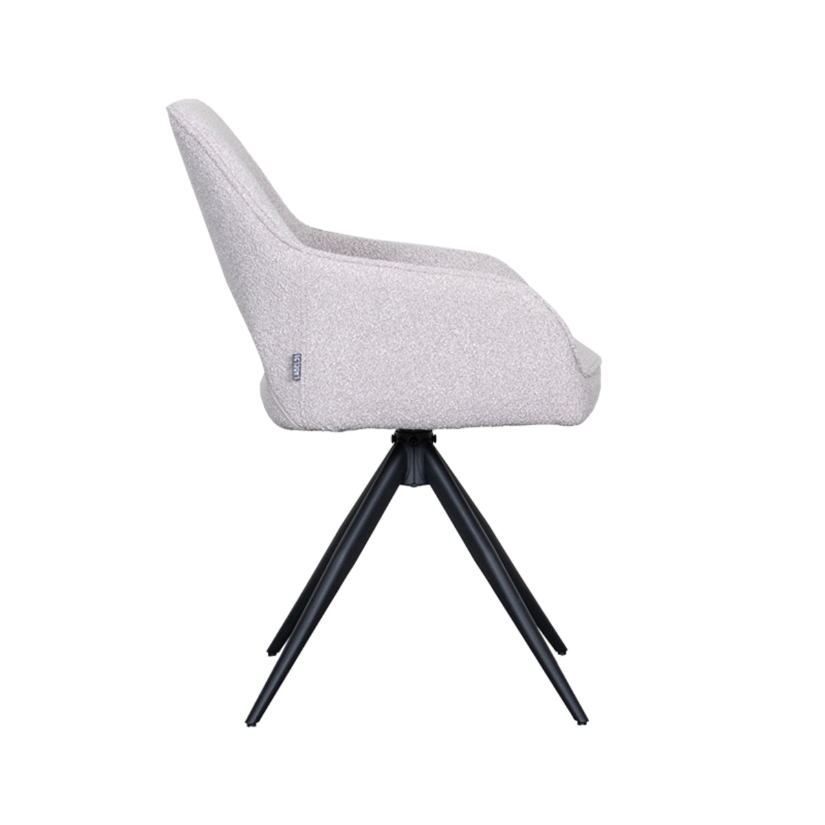 LABEL51 Eetkamerstoelen Finley - Naturel - Boucle - Zwart Metalen Frame
