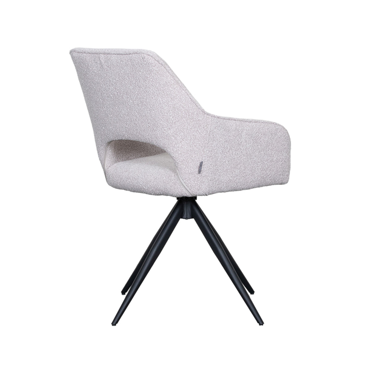 LABEL51 Eetkamerstoelen Finley - Naturel - Boucle - Zwart Metalen Frame