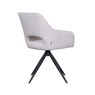 LABEL51 Eetkamerstoelen Finley - Naturel - Boucle - Zwart Metalen Frame