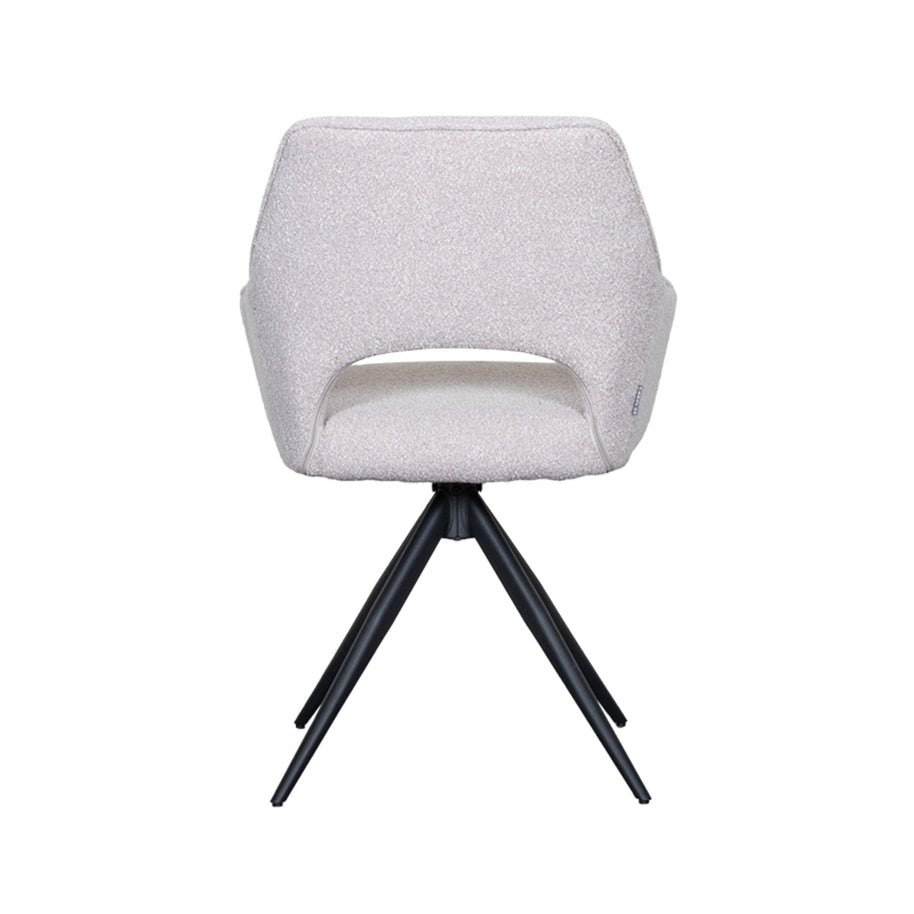 LABEL51 Eetkamerstoelen Finley - Naturel - Boucle - Zwart Metalen Frame