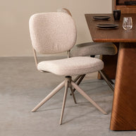 LABEL51 Eetkamerstoelen Geneva - Naturel - Boucle - Taupe Metalen Frame