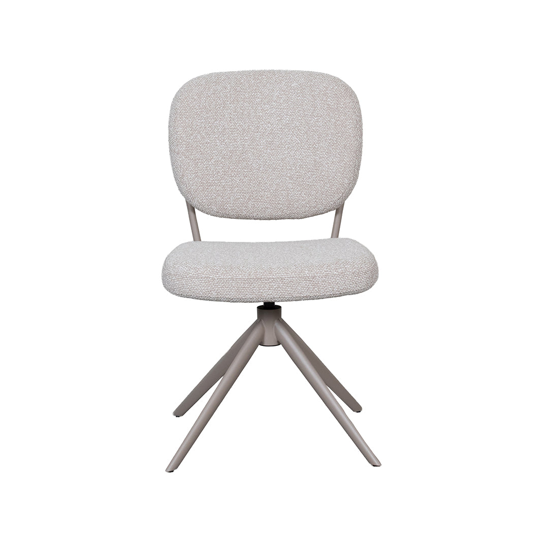 LABEL51 Eetkamerstoelen Geneva - Naturel - Boucle - Taupe Metalen Frame