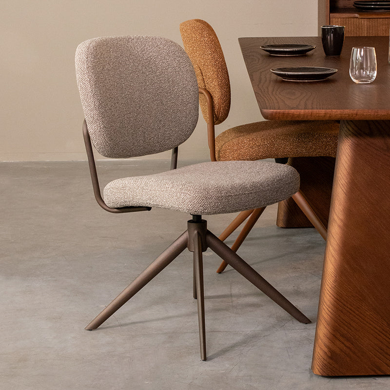 LABEL51 Eetkamerstoelen Geneva - Mushroom - Boucle - Brons Metalen Frame