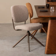 LABEL51 Eetkamerstoelen Geneva - Mushroom - Boucle - Brons Metalen Frame