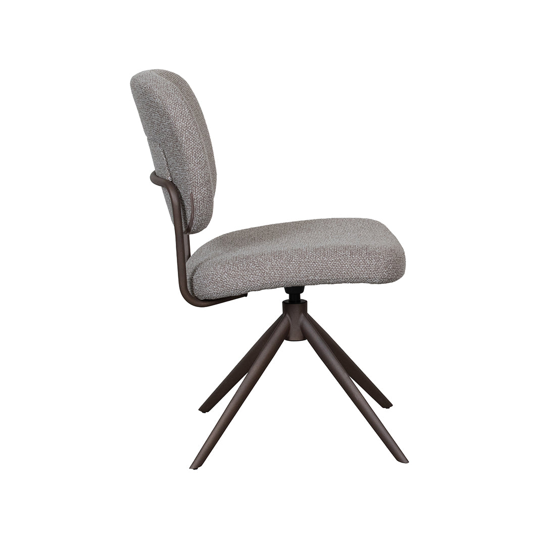 LABEL51 Eetkamerstoelen Geneva - Mushroom - Boucle - Brons Metalen Frame