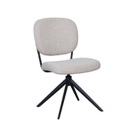 LABEL51 Eetkamerstoelen Geneva - Naturel - Boucle - Zwart Metalen Frame