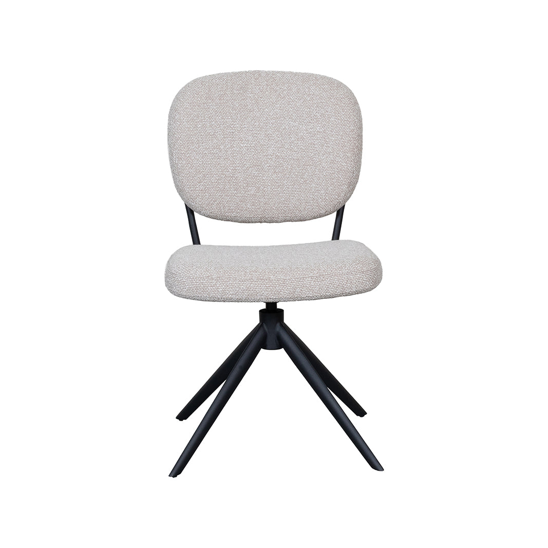 LABEL51 Eetkamerstoelen Geneva - Naturel - Boucle - Zwart Metalen Frame