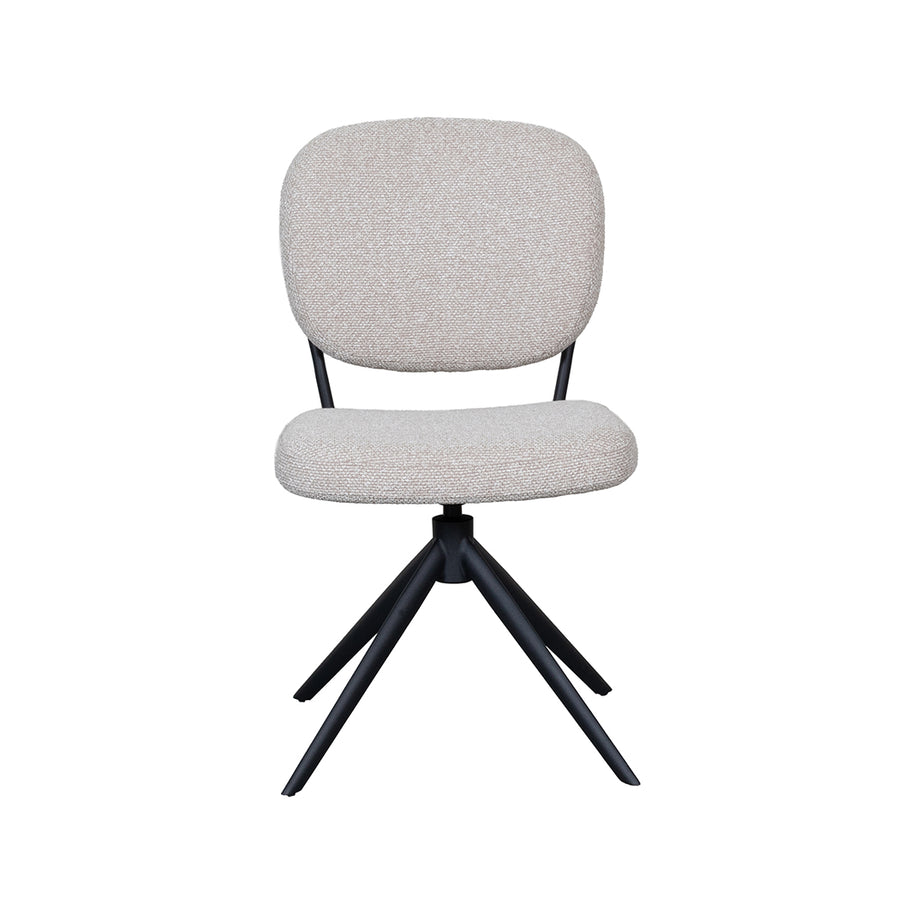 LABEL51 Eetkamerstoelen Geneva - Naturel - Boucle - Zwart Metalen Frame