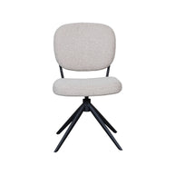 LABEL51 Eetkamerstoelen Geneva - Naturel - Boucle - Zwart Metalen Frame