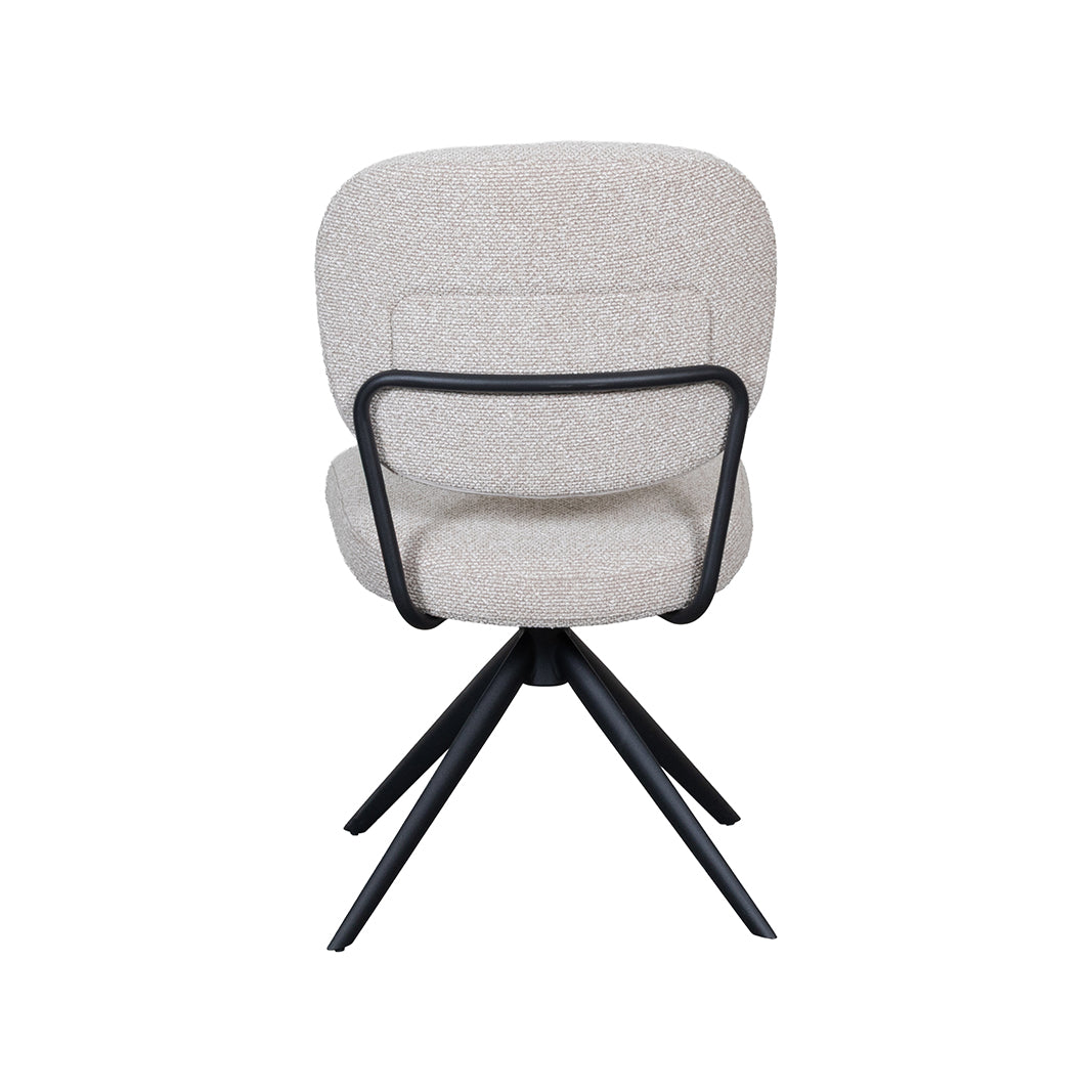 LABEL51 Eetkamerstoelen Geneva - Naturel - Boucle - Zwart Metalen Frame