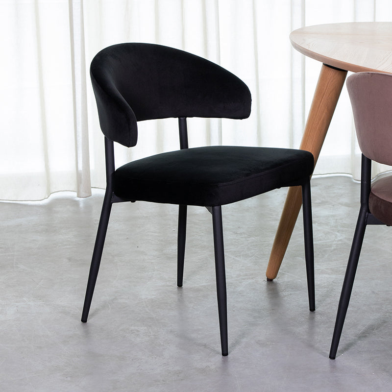 LABEL51 Eetkamerstoelen Bliss - Zwart - Velvet - Zwart Metalen Frame
