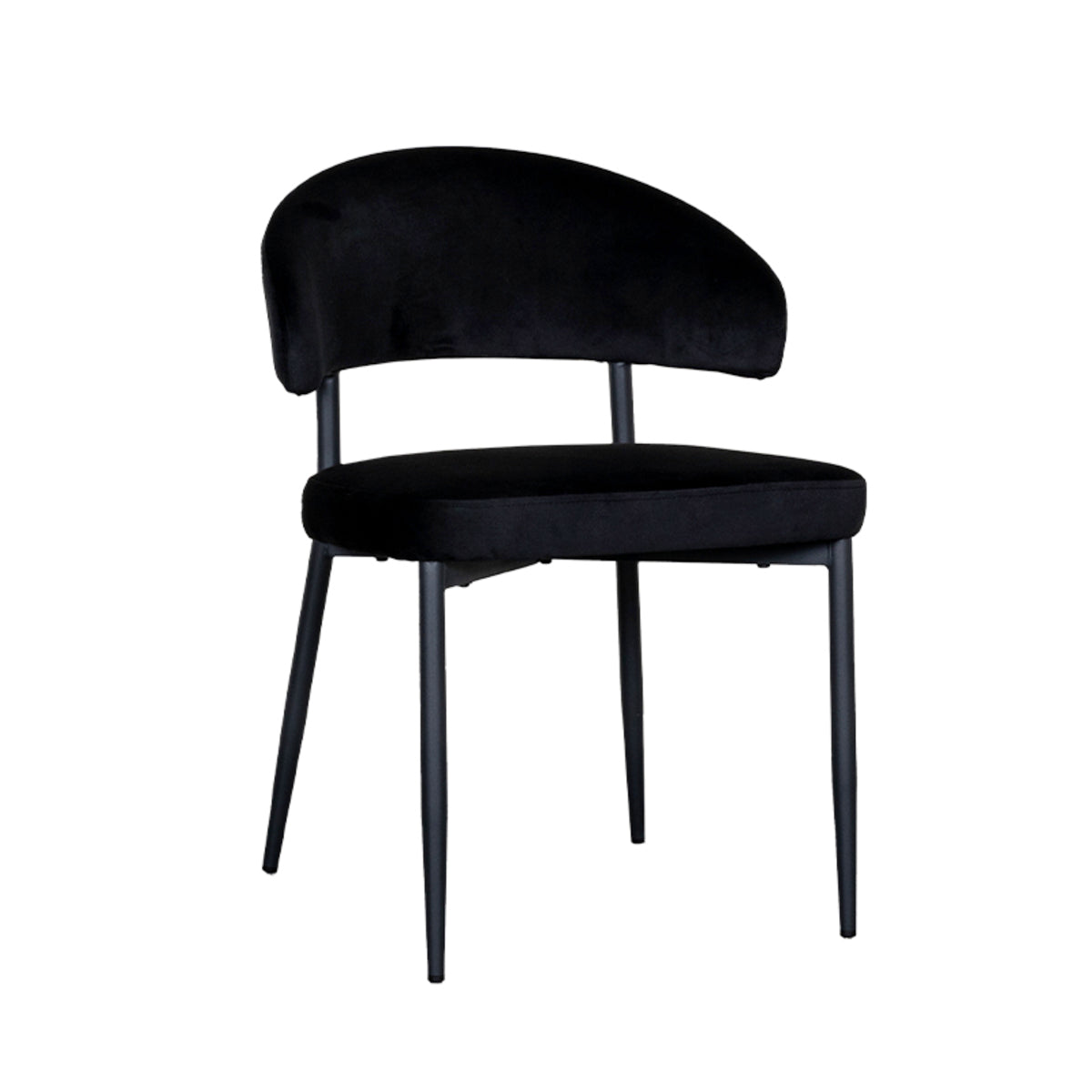 LABEL51 Eetkamerstoelen Bliss - Zwart - Velvet - Zwart Metalen Frame