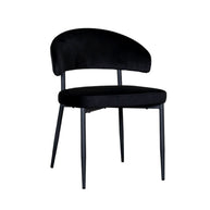 LABEL51 Eetkamerstoelen Bliss - Zwart - Velvet - Zwart Metalen Frame