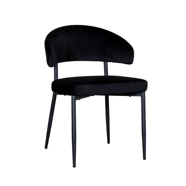 LABEL51 Eetkamerstoelen Bliss - Zwart - Velvet - Zwart Metalen Frame