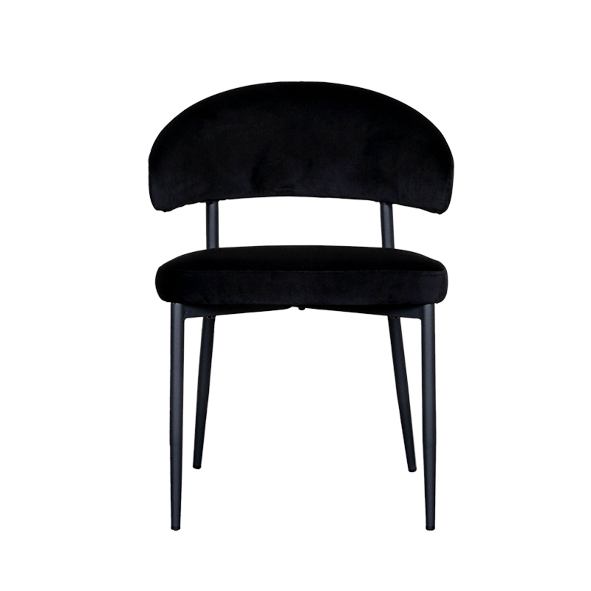 LABEL51 Eetkamerstoelen Bliss - Zwart - Velvet - Zwart Metalen Frame