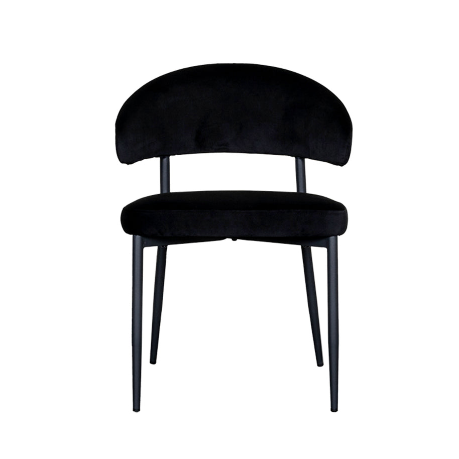LABEL51 Eetkamerstoelen Bliss - Zwart - Velvet - Zwart Metalen Frame