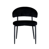 LABEL51 Eetkamerstoelen Bliss - Zwart - Velvet - Zwart Metalen Frame