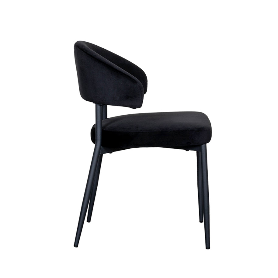LABEL51 Eetkamerstoelen Bliss - Zwart - Velvet - Zwart Metalen Frame