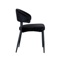LABEL51 Eetkamerstoelen Bliss - Zwart - Velvet - Zwart Metalen Frame