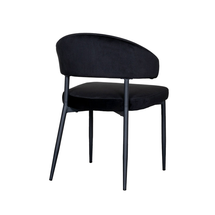 LABEL51 Eetkamerstoelen Bliss - Zwart - Velvet - Zwart Metalen Frame