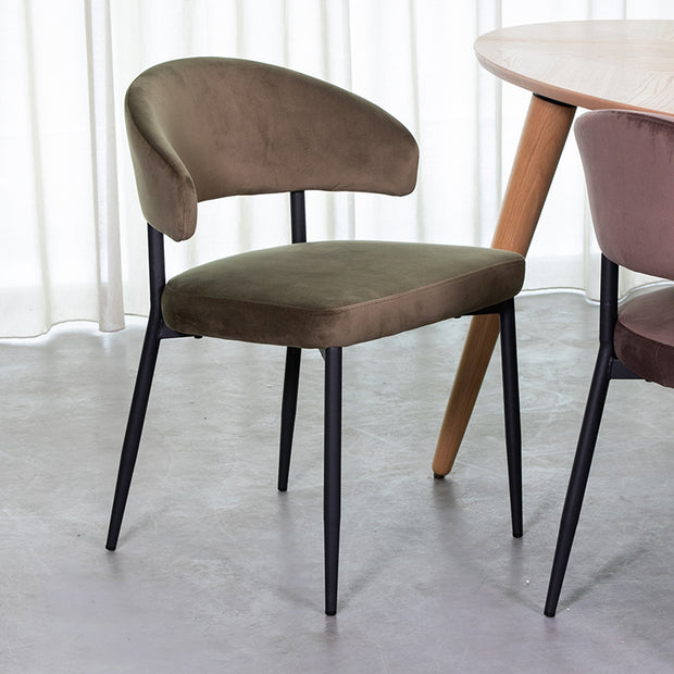 LABEL51 Eetkamerstoelen Bliss - Hunter - Velvet - Zwart Metalen Frame