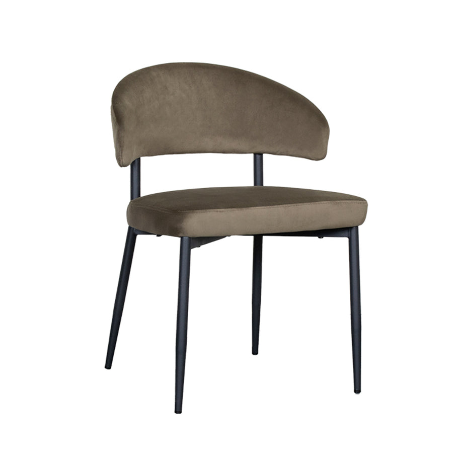 LABEL51 Eetkamerstoelen Bliss - Hunter - Velvet - Zwart Metalen Frame
