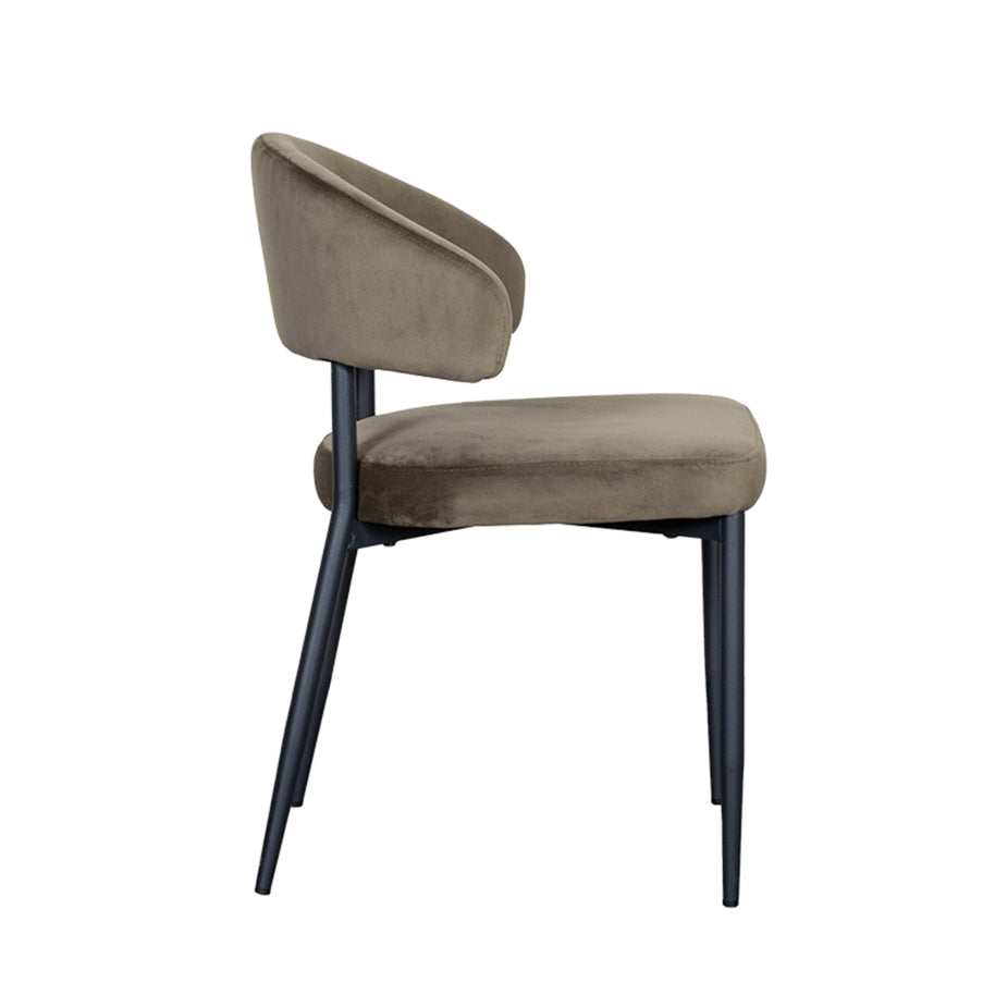 LABEL51 Eetkamerstoelen Bliss - Hunter - Velvet - Zwart Metalen Frame
