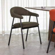 LABEL51 Eetkamerstoelen Amaze - Hunter - Geweven - Zwart Metalen Frame