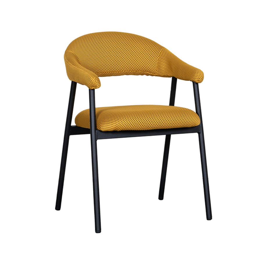 LABEL51 Eetkamerstoelen Amaze - Oker - Geweven - Zwart Metalen Frame