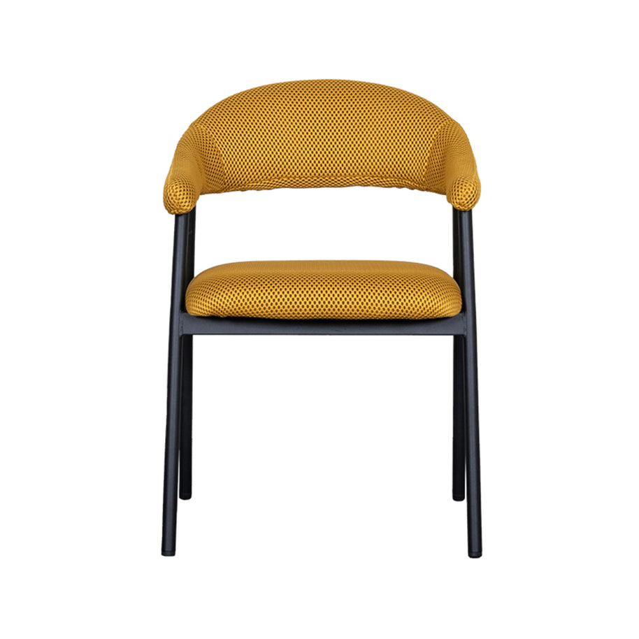 LABEL51 Eetkamerstoelen Amaze - Oker - Geweven - Zwart Metalen Frame