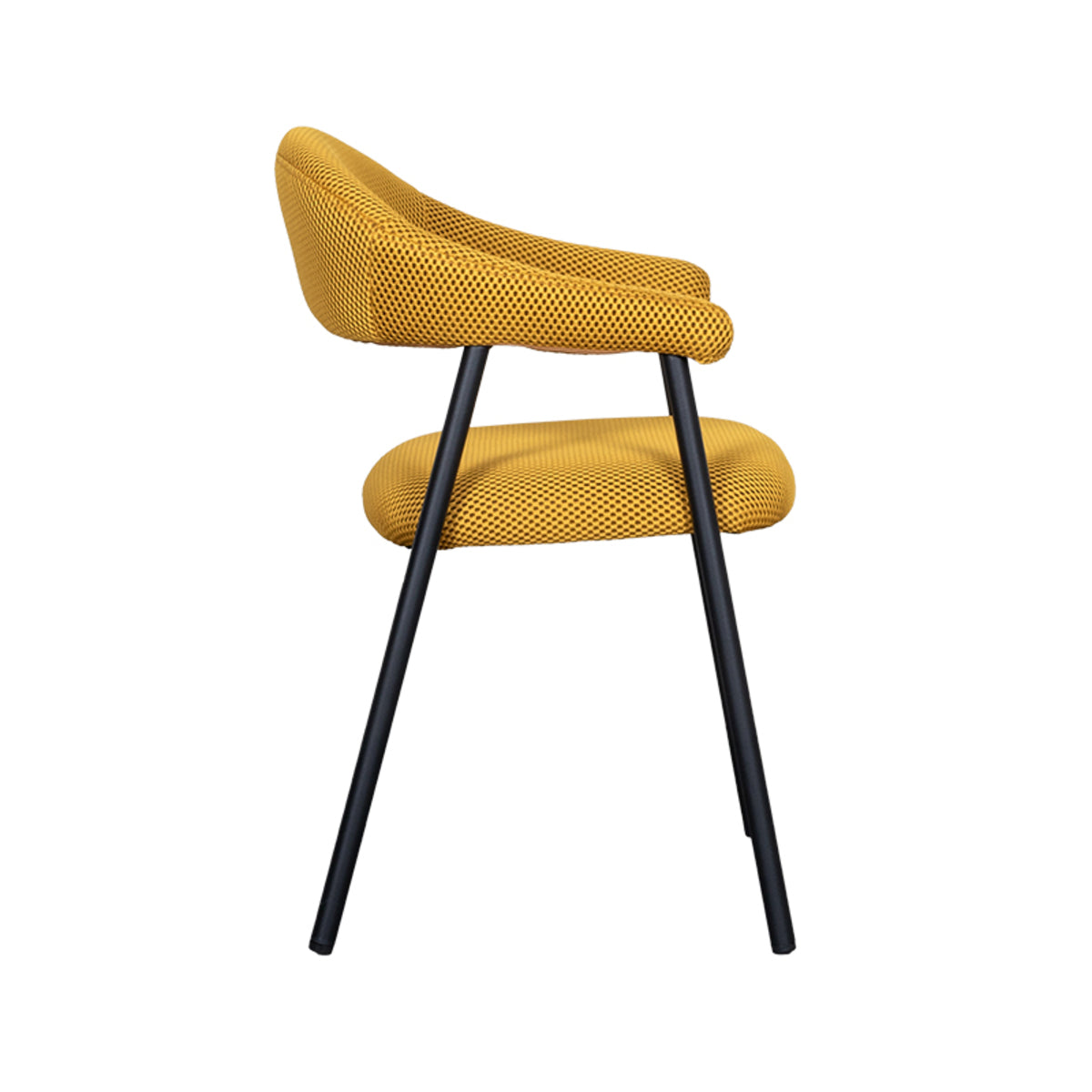 LABEL51 Eetkamerstoelen Amaze - Oker - Geweven - Zwart Metalen Frame