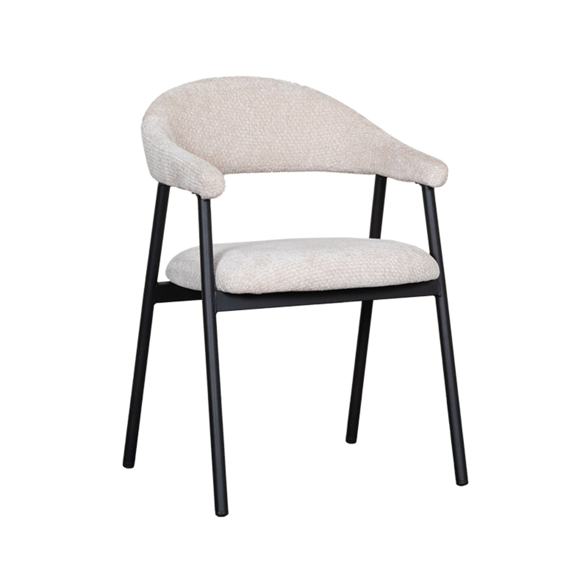 LABEL51 Eetkamerstoelen Amaze - Naturel - Chenille - Zwart Metalen Frame