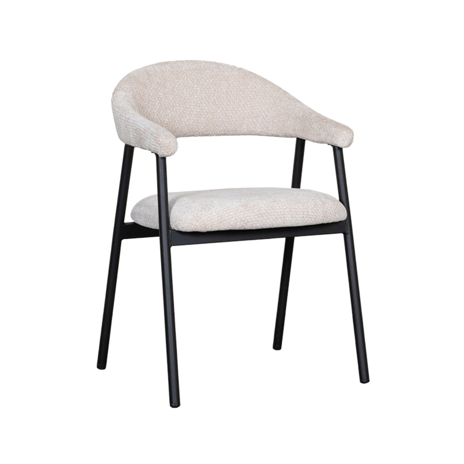 LABEL51 Eetkamerstoelen Amaze - Naturel - Chenille - Zwart Metalen Frame