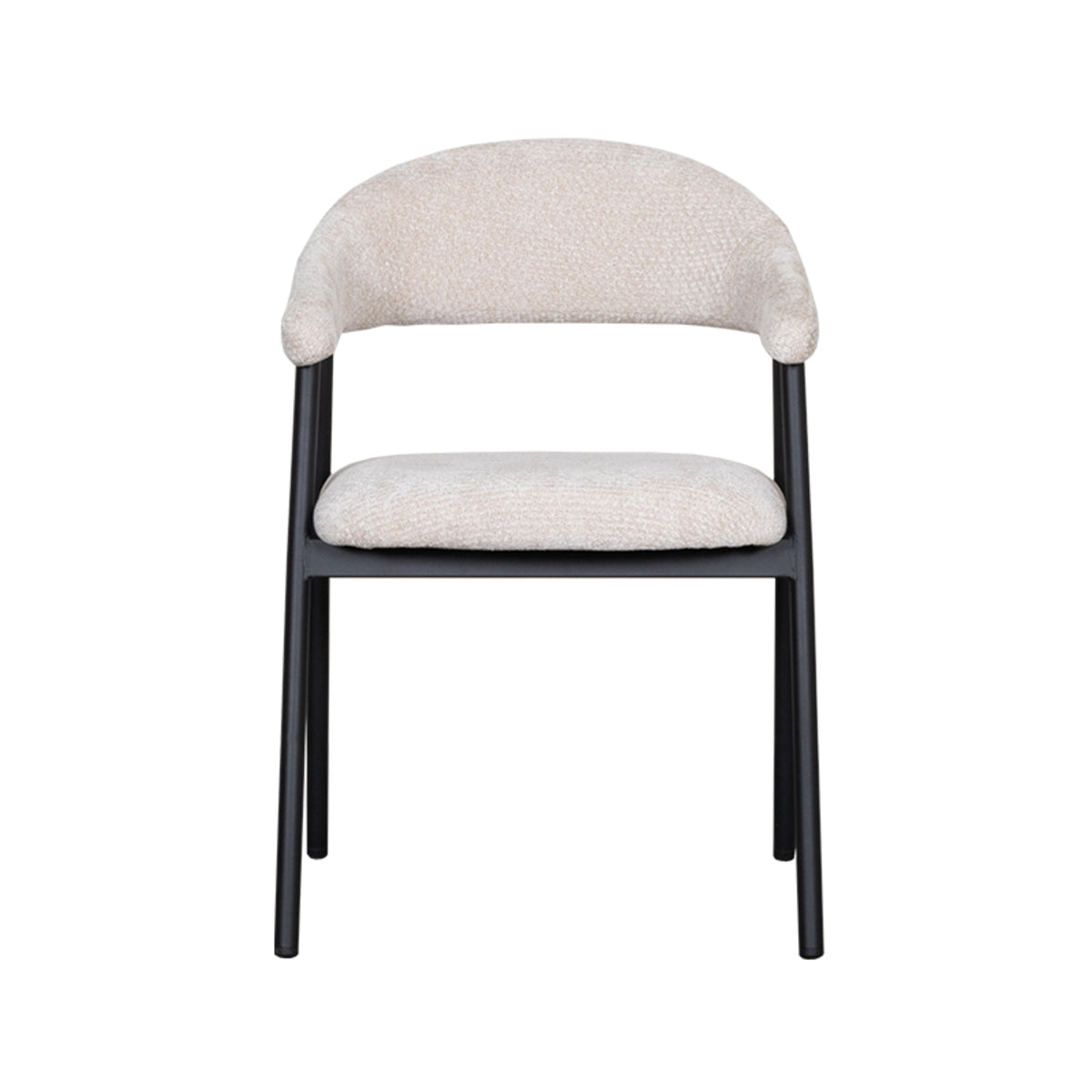 LABEL51 Eetkamerstoelen Amaze - Naturel - Chenille - Zwart Metalen Frame