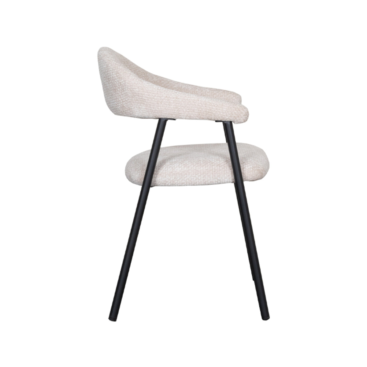 LABEL51 Eetkamerstoelen Amaze - Naturel - Chenille - Zwart Metalen Frame