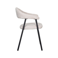 LABEL51 Eetkamerstoelen Amaze - Naturel - Chenille - Zwart Metalen Frame