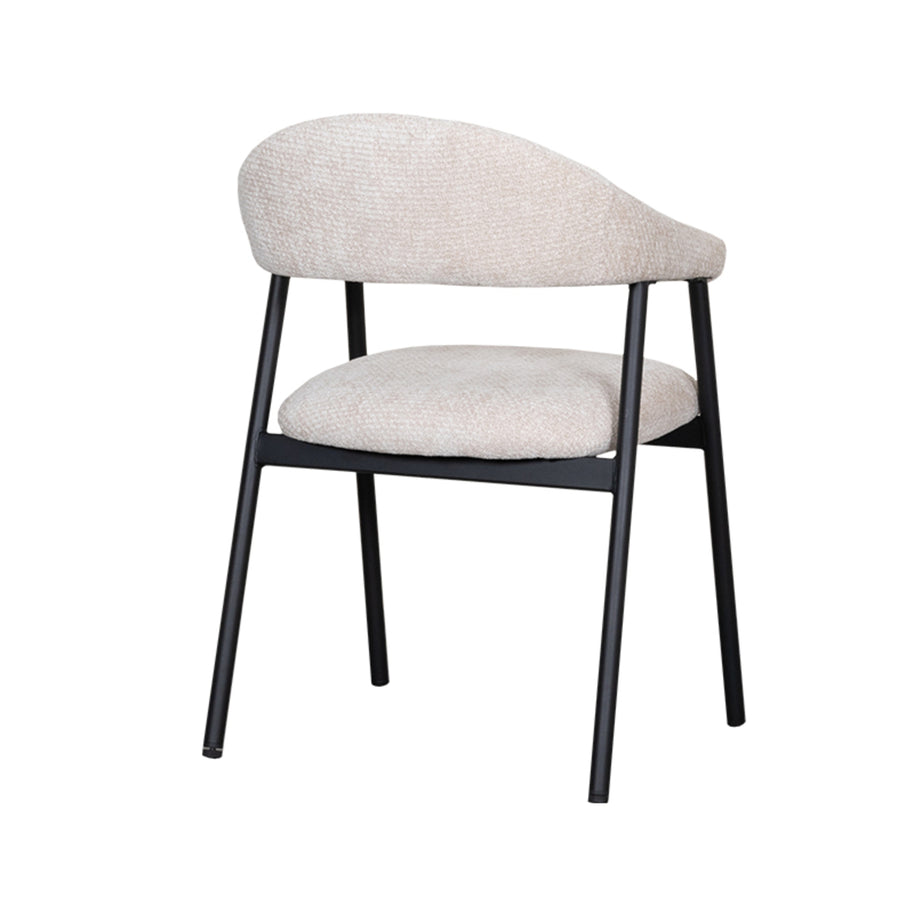 LABEL51 Eetkamerstoelen Amaze - Naturel - Chenille - Zwart Metalen Frame