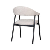 LABEL51 Eetkamerstoelen Amaze - Naturel - Chenille - Zwart Metalen Frame