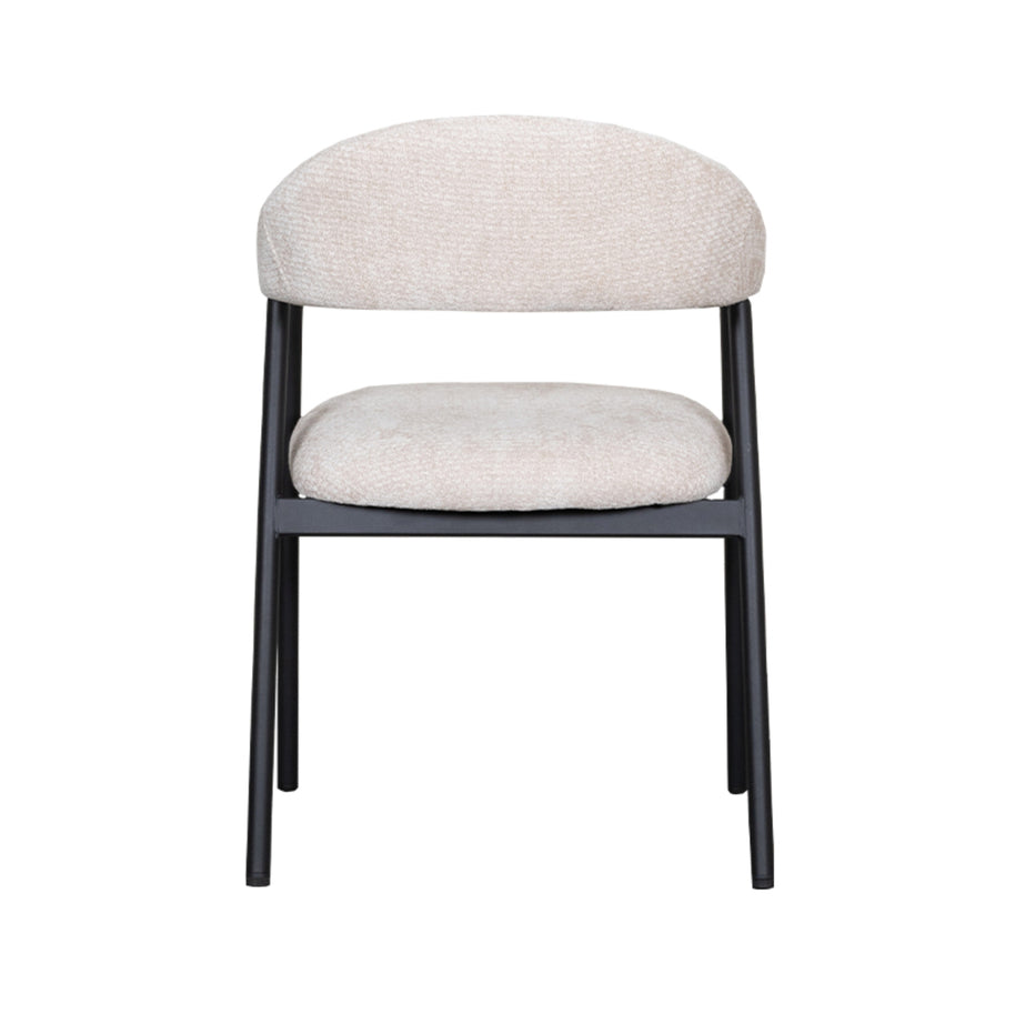 LABEL51 Eetkamerstoelen Amaze - Naturel - Chenille - Zwart Metalen Frame