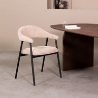 LABEL51 Eetkamerstoelen Amaze - Clay - Chenille - Zwart Metalen Frame