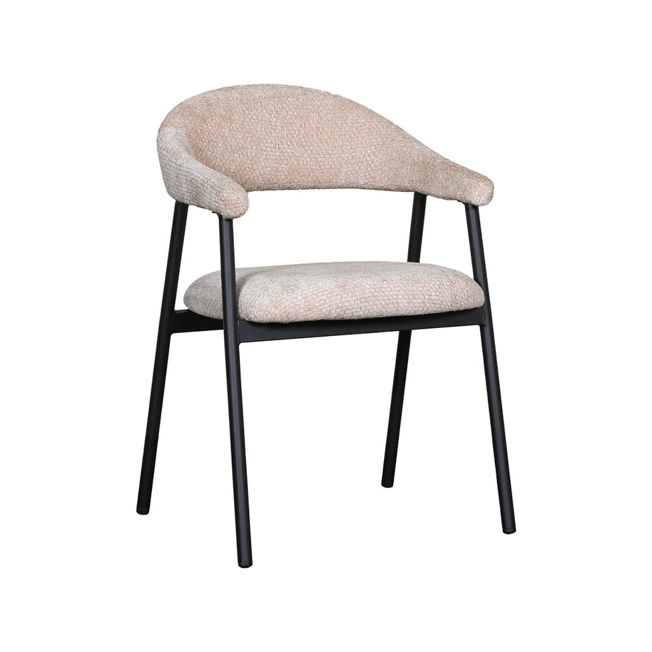 LABEL51 Eetkamerstoelen Amaze - Clay - Chenille - Zwart Metalen Frame