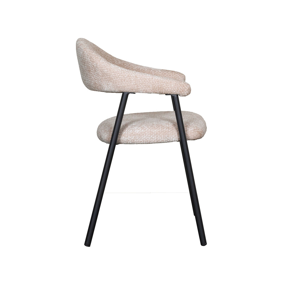 LABEL51 Eetkamerstoelen Amaze - Clay - Chenille - Zwart Metalen Frame