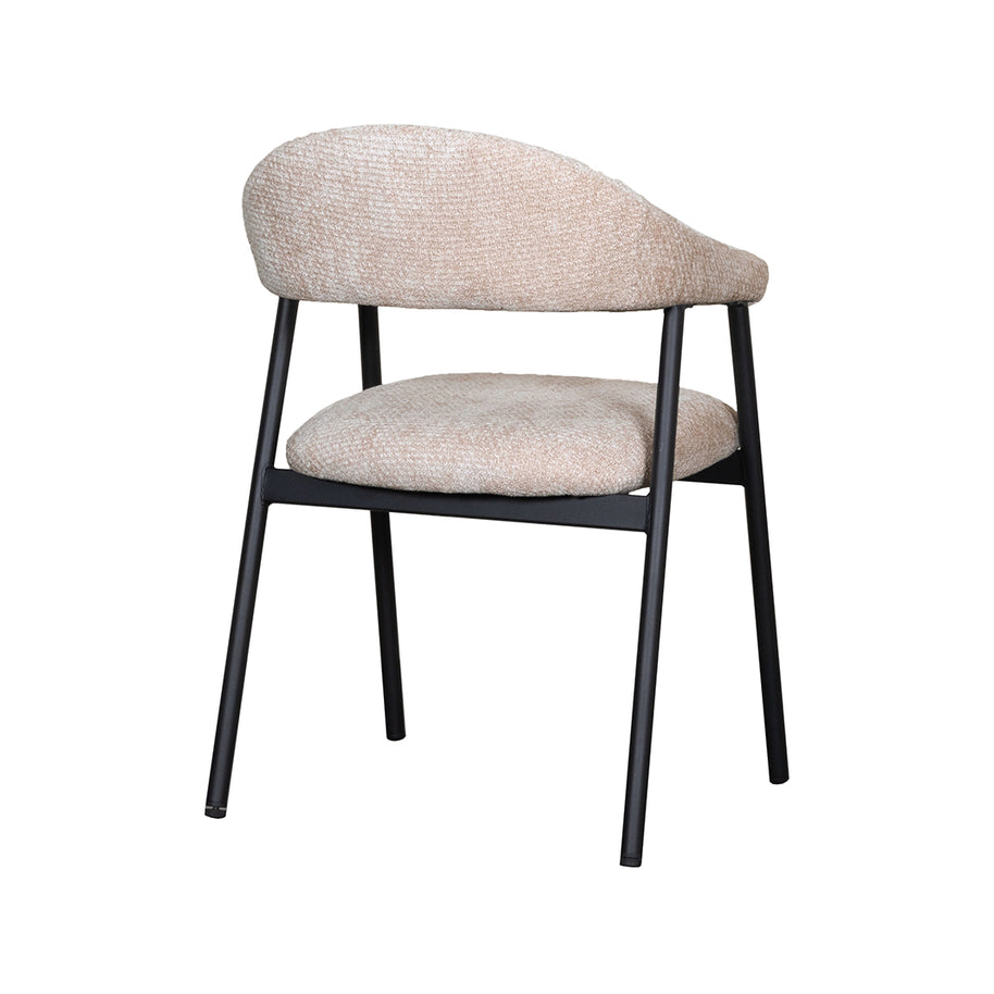 LABEL51 Eetkamerstoelen Amaze - Clay - Chenille - Zwart Metalen Frame