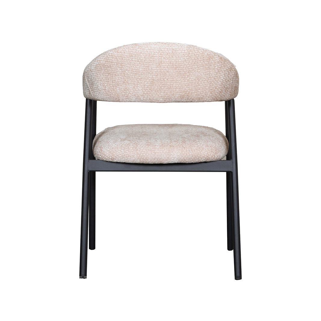 LABEL51 Eetkamerstoelen Amaze - Clay - Chenille - Zwart Metalen Frame