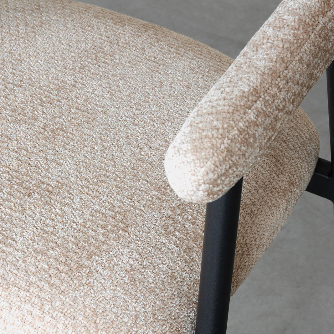 LABEL51 Eetkamerstoelen Amaze - Clay - Chenille - Zwart Metalen Frame