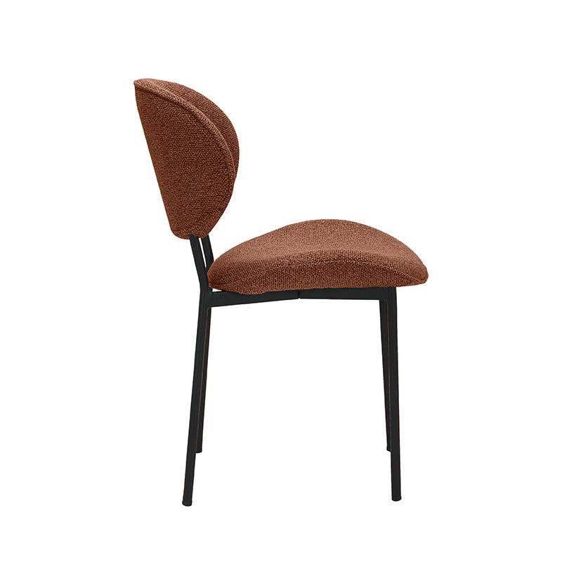 LABEL51 Eetkamerstoelen Senn - Coral - Boucle - Zwart Metalen Frame