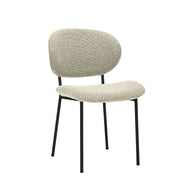 LABEL51 Eetkamerstoelen Senn - Naturel - Boucle - Zwart Metalen Frame