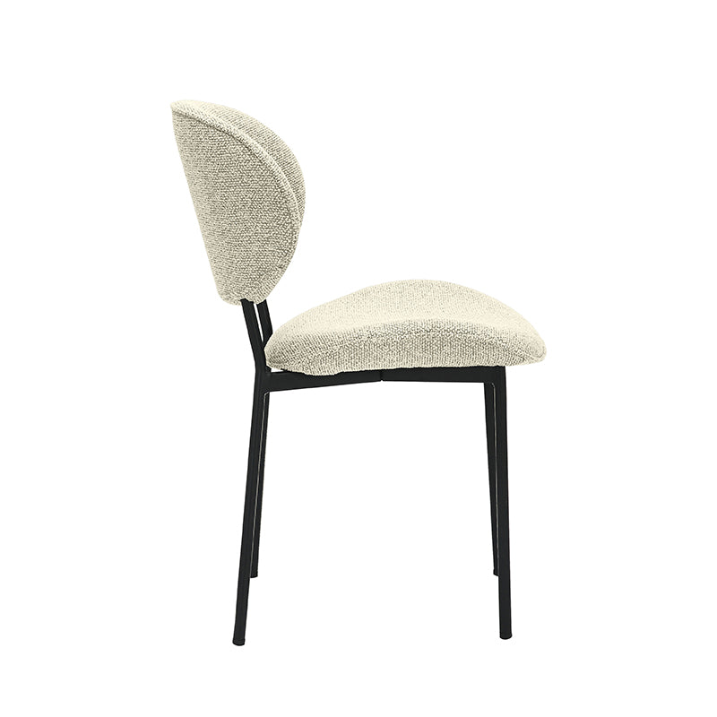 LABEL51 Eetkamerstoelen Senn - Naturel - Boucle - Zwart Metalen Frame