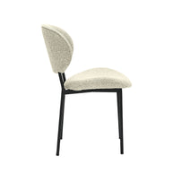 LABEL51 Eetkamerstoelen Senn - Naturel - Boucle - Zwart Metalen Frame