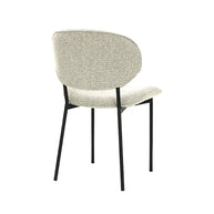 LABEL51 Eetkamerstoelen Senn - Naturel - Boucle - Zwart Metalen Frame